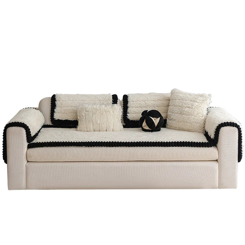 Housse de canapé en peluche luxueuse épaisse confortable et antidérapante
