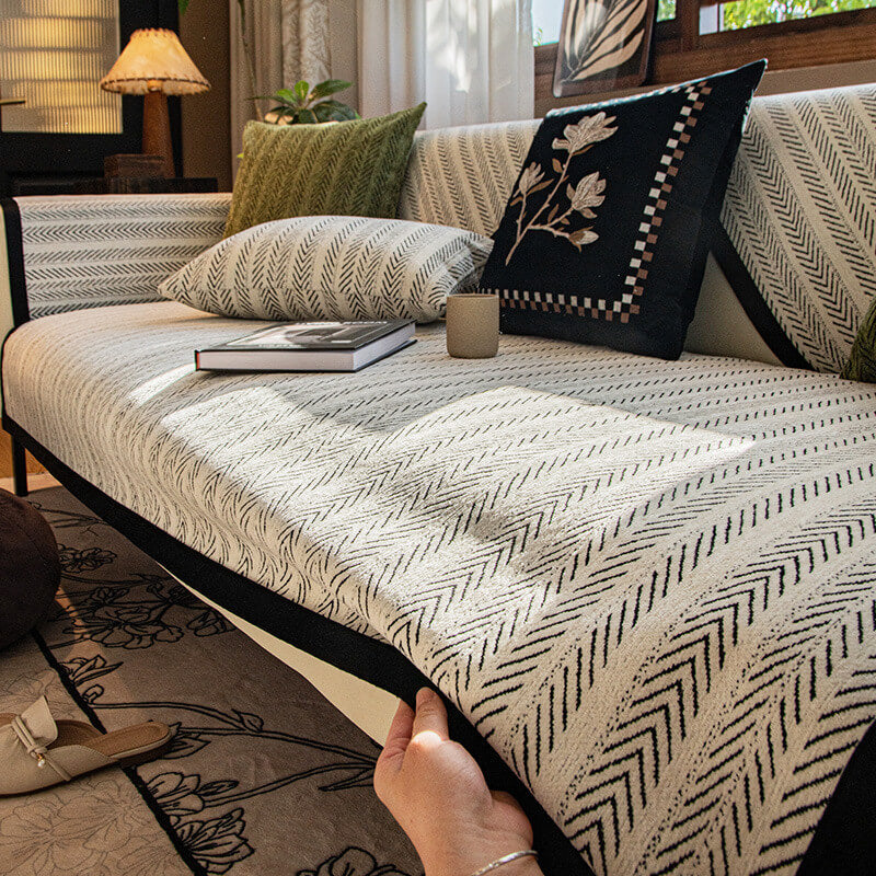 Housse de canapé en tissu chenille moderne antidérapante et anti-rayures