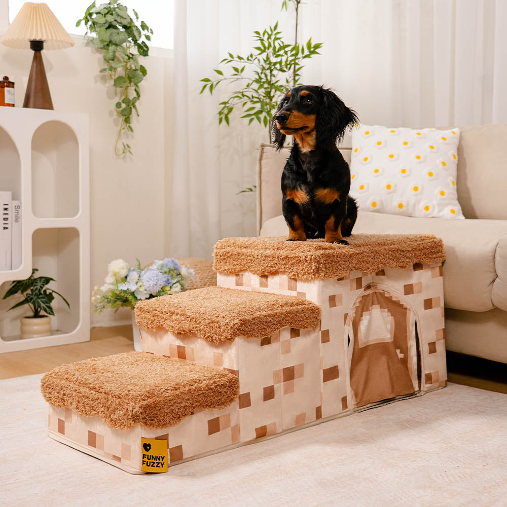 Escalier pliable pour animaux de compagnie fait main avec rangement - Blocky PawGame
