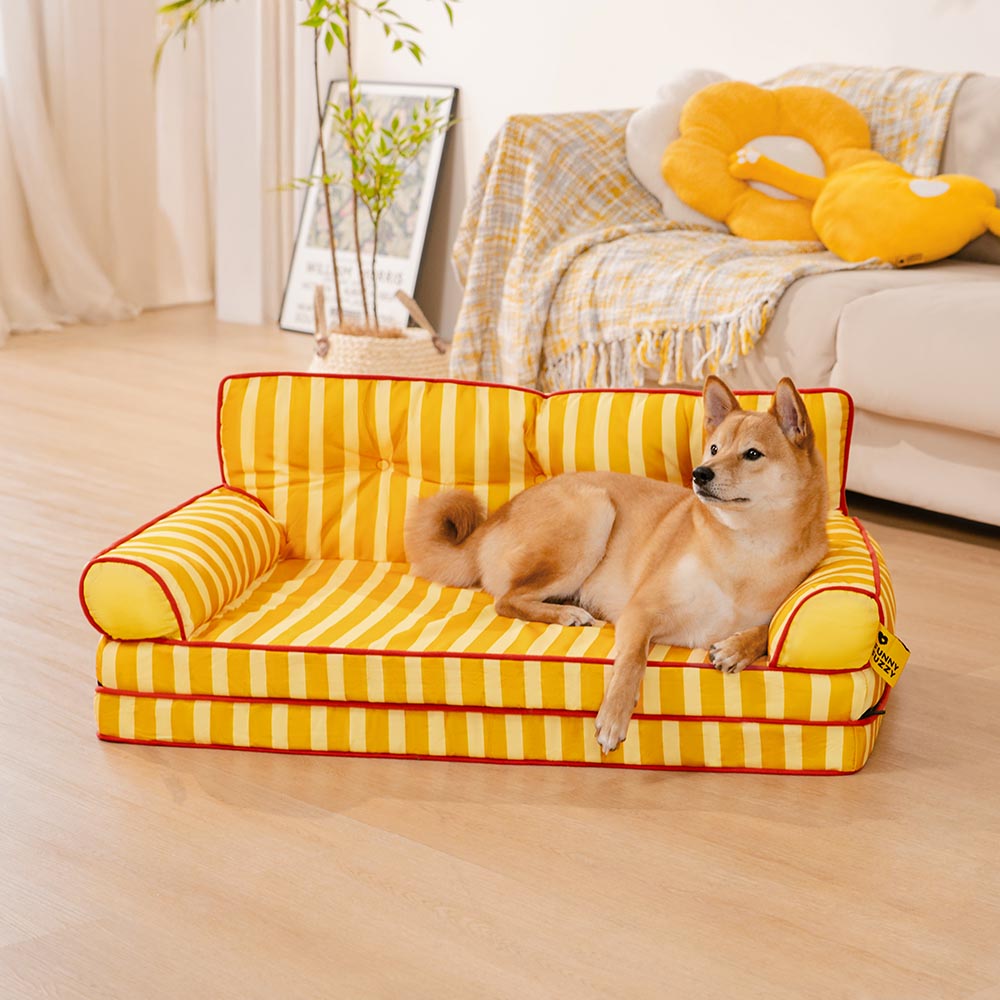 Canapé-lit pliable déperlant pour chien à rayures tendance - Sunny Siesta
