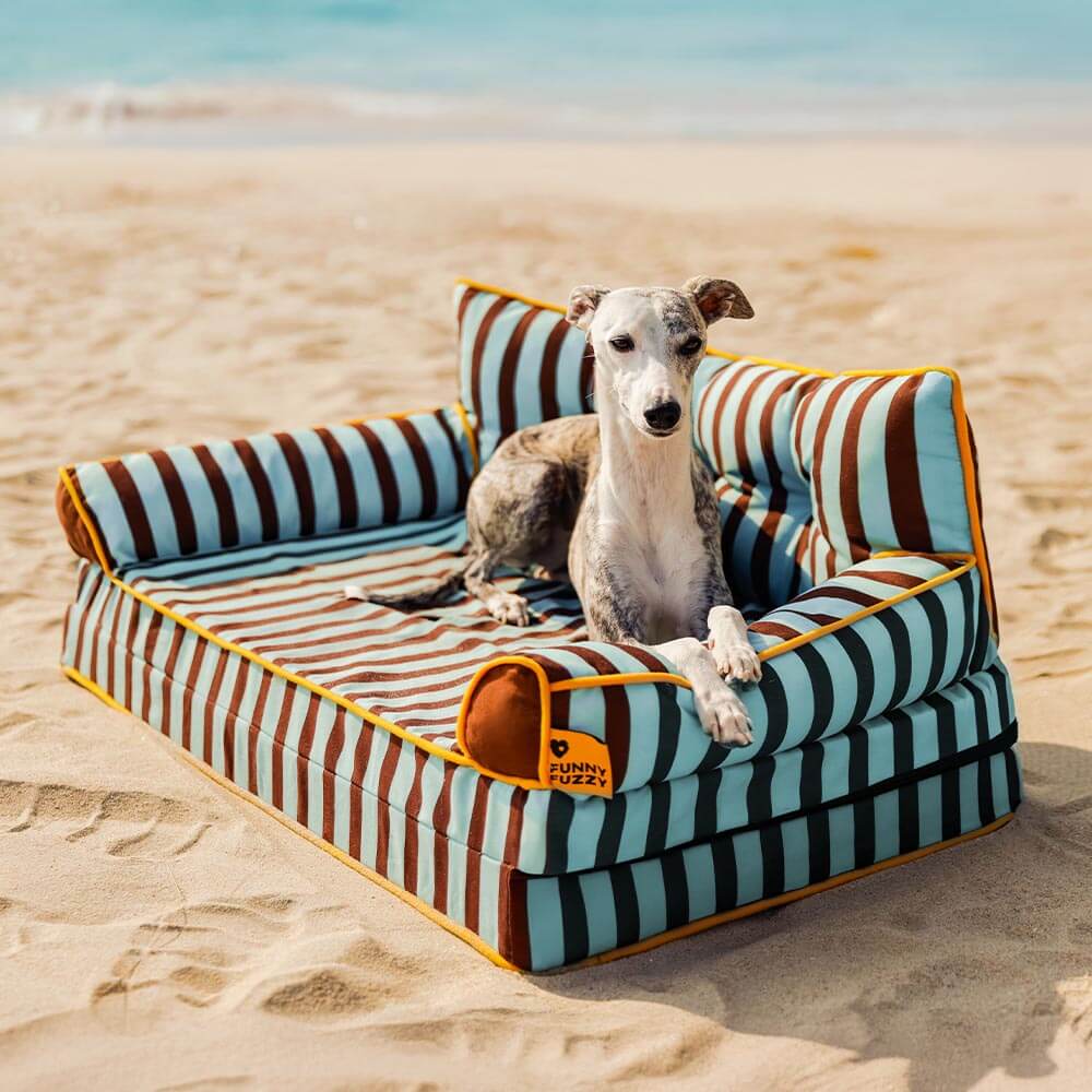 Canapé-lit pliable déperlant pour chien à rayures tendance - Sunny Siesta