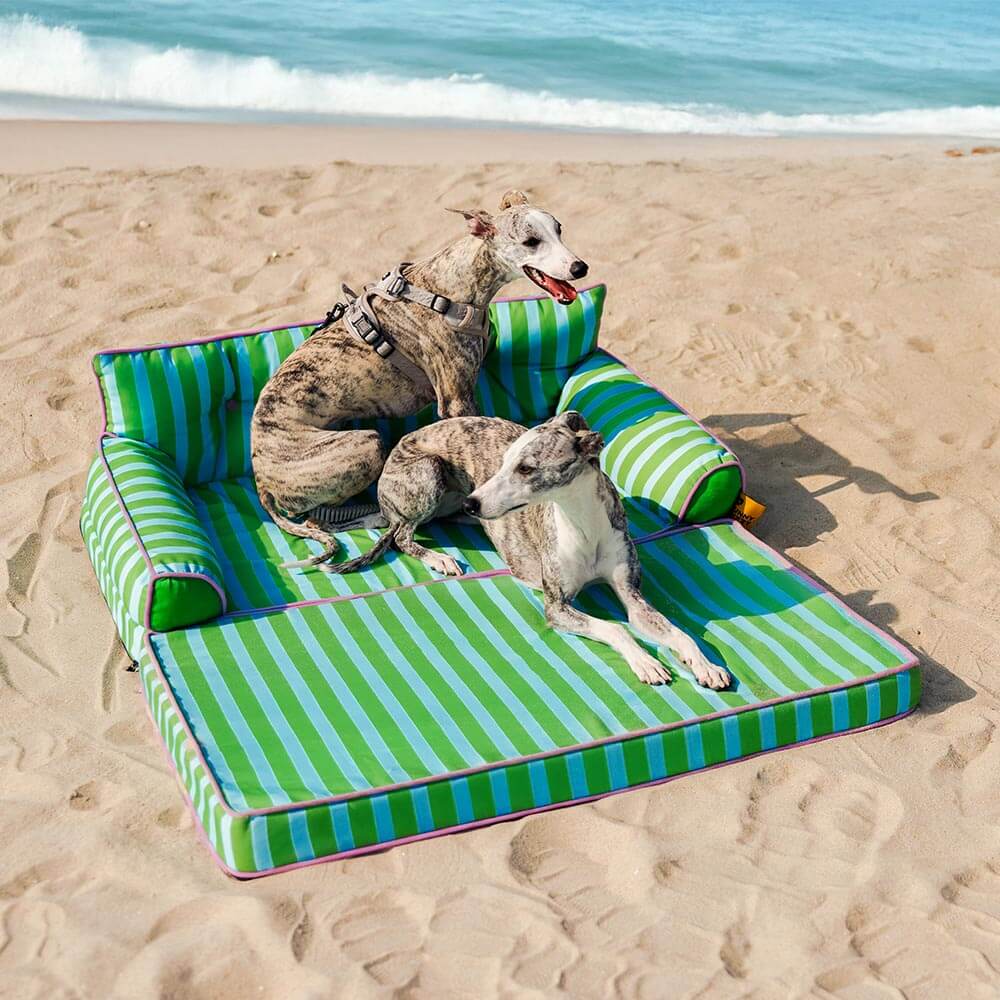 Canapé-lit pliable déperlant pour chien à rayures tendance - Sunny Siesta