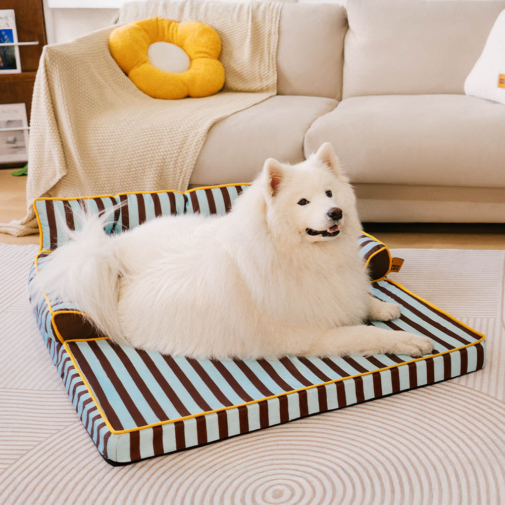 Canapé-lit pliable déperlant pour chien à rayures tendance - Sunny Siesta