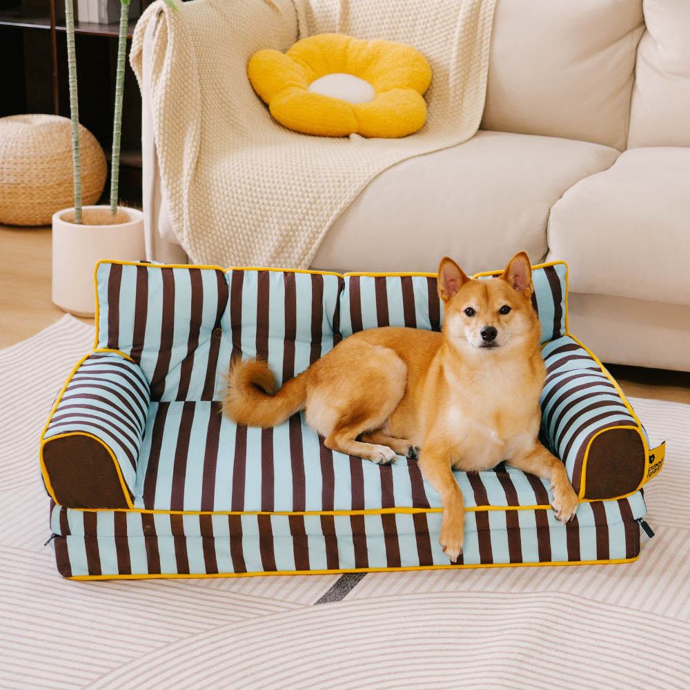 Canapé-lit pliable déperlant pour chien à rayures tendance - Sunny Siesta