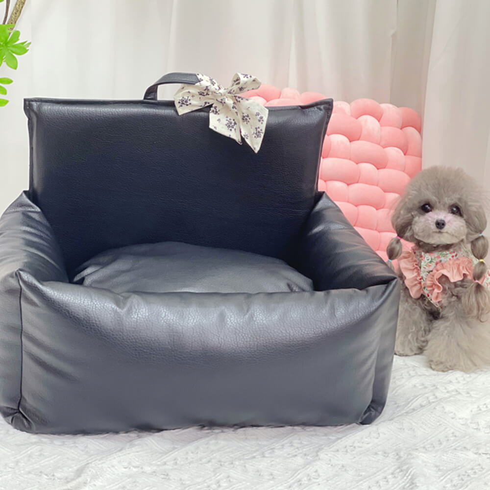 Lit pour chiot en faux cuir imperméable et anti-rayures motif floral vintage
