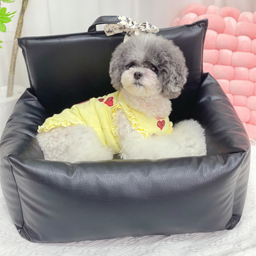 Lit pour chiot en faux cuir imperméable et anti-rayures motif floral vintage