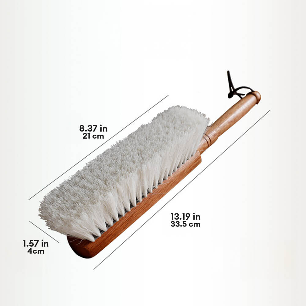 Brosse de nettoyage multifonction à poils de laine et manche en bois de santal