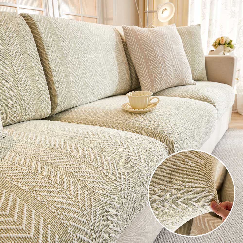 Housse de canapé magique antidérapante en chenille à motif chevrons