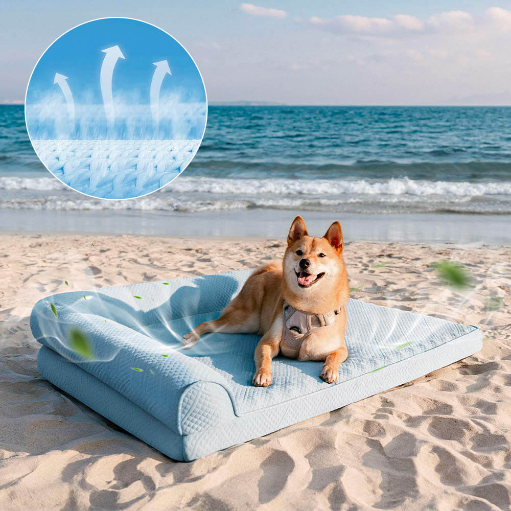Grand lit orthopédique pour chien respirant antidérapant et à forte capacité de refroidissement