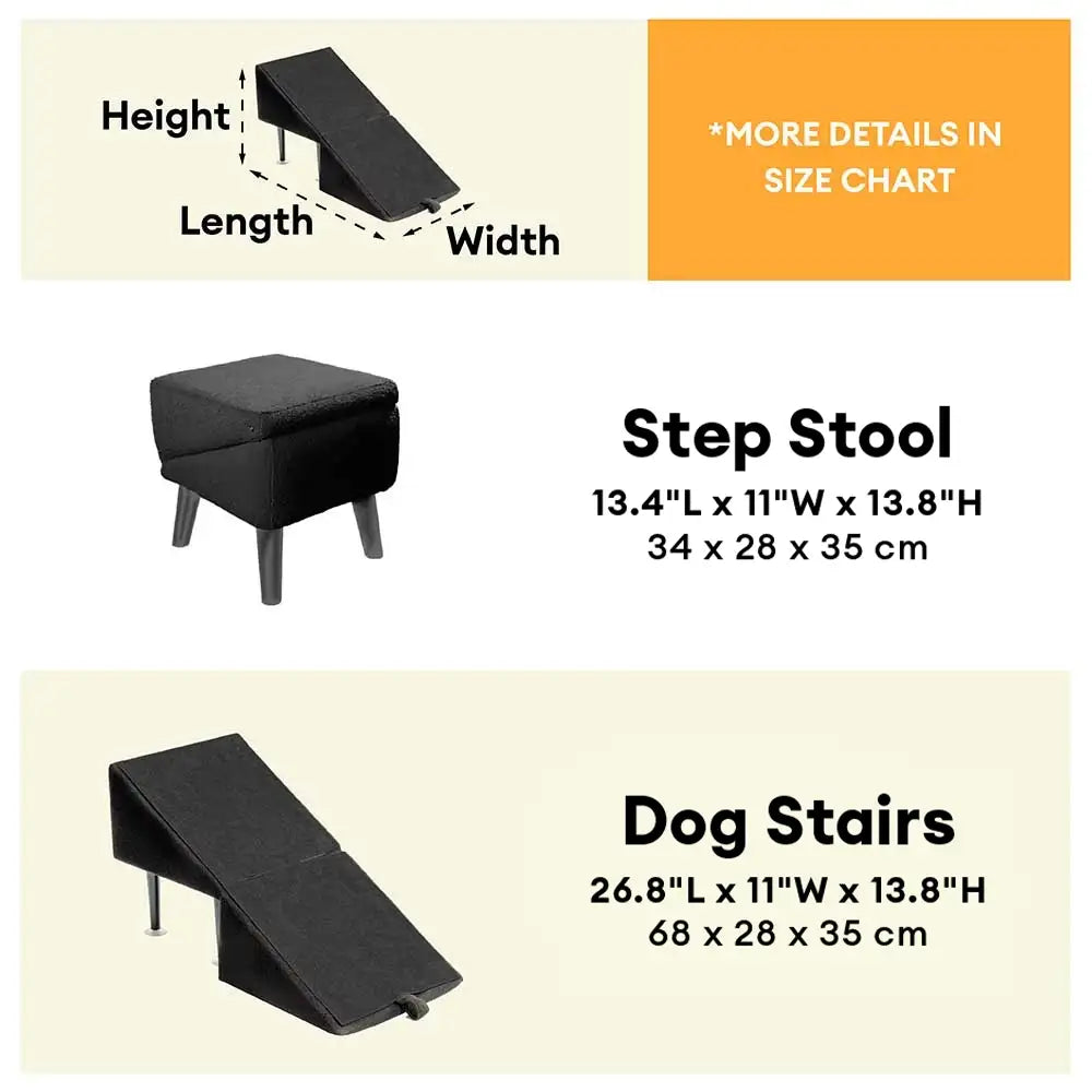 Rampe pour chien 2 en 1 en bois convertible avec marchepied pour la maison