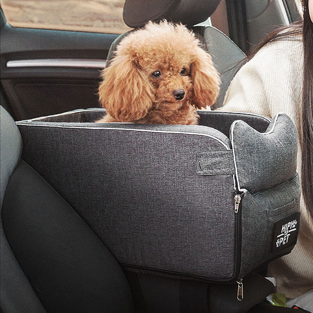 Siège de voiture portable pour animaux de compagnie en suède pour console centrale