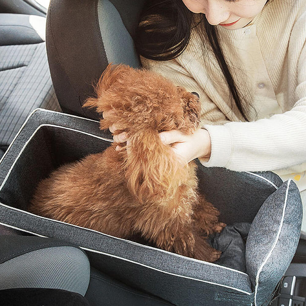 Siège de voiture portable pour animaux de compagnie en suède pour console centrale