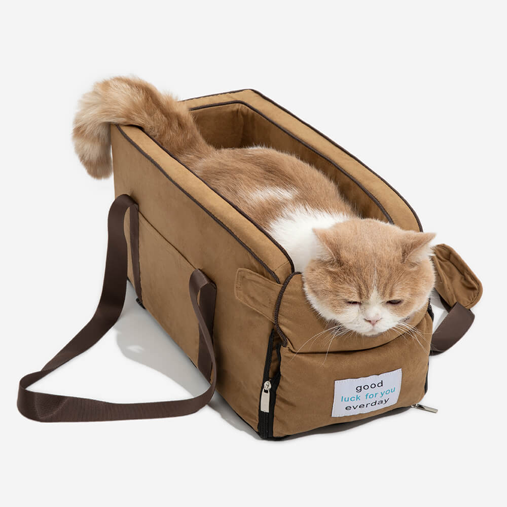 Siège de voiture portable pour animaux de compagnie en suède pour console centrale