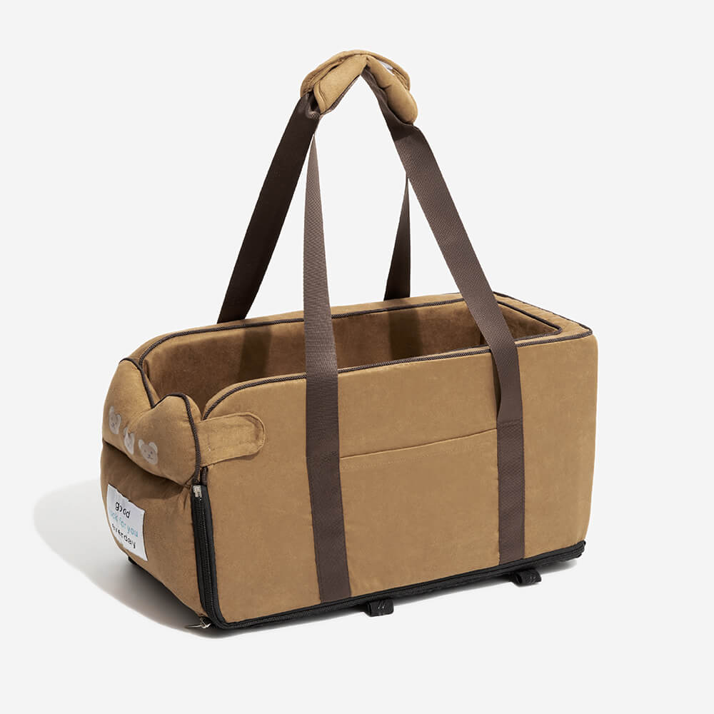 Siège de voiture portable pour animaux de compagnie en suède pour console centrale