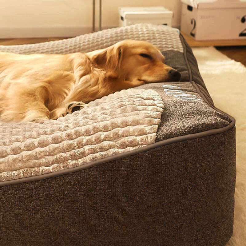 Grand lit épais et anti-rayures pour chien avec protection de la colonne vertébrale