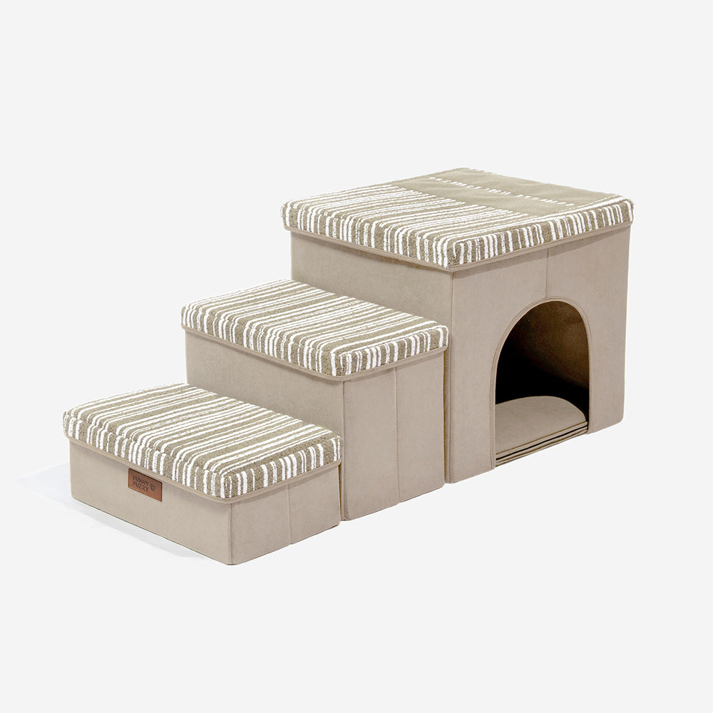 Escalier pour chien pliable avec rangement et condo - Funnyfuzzy SnugNest