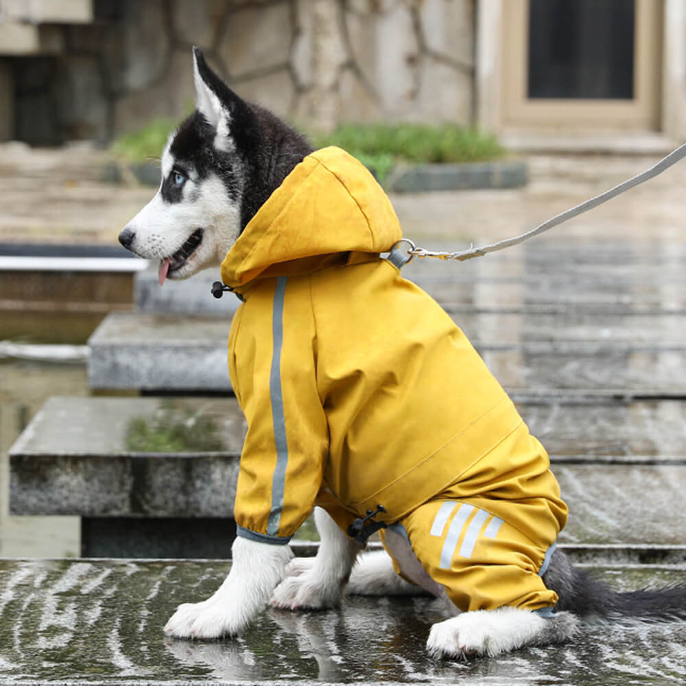 Imperméable Réglable pour Chien avec Capuche et Bande Réfléchissante