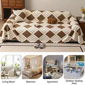 Housse de canapé en jacquard diamant en peluche épaisse et résistante aux griffures