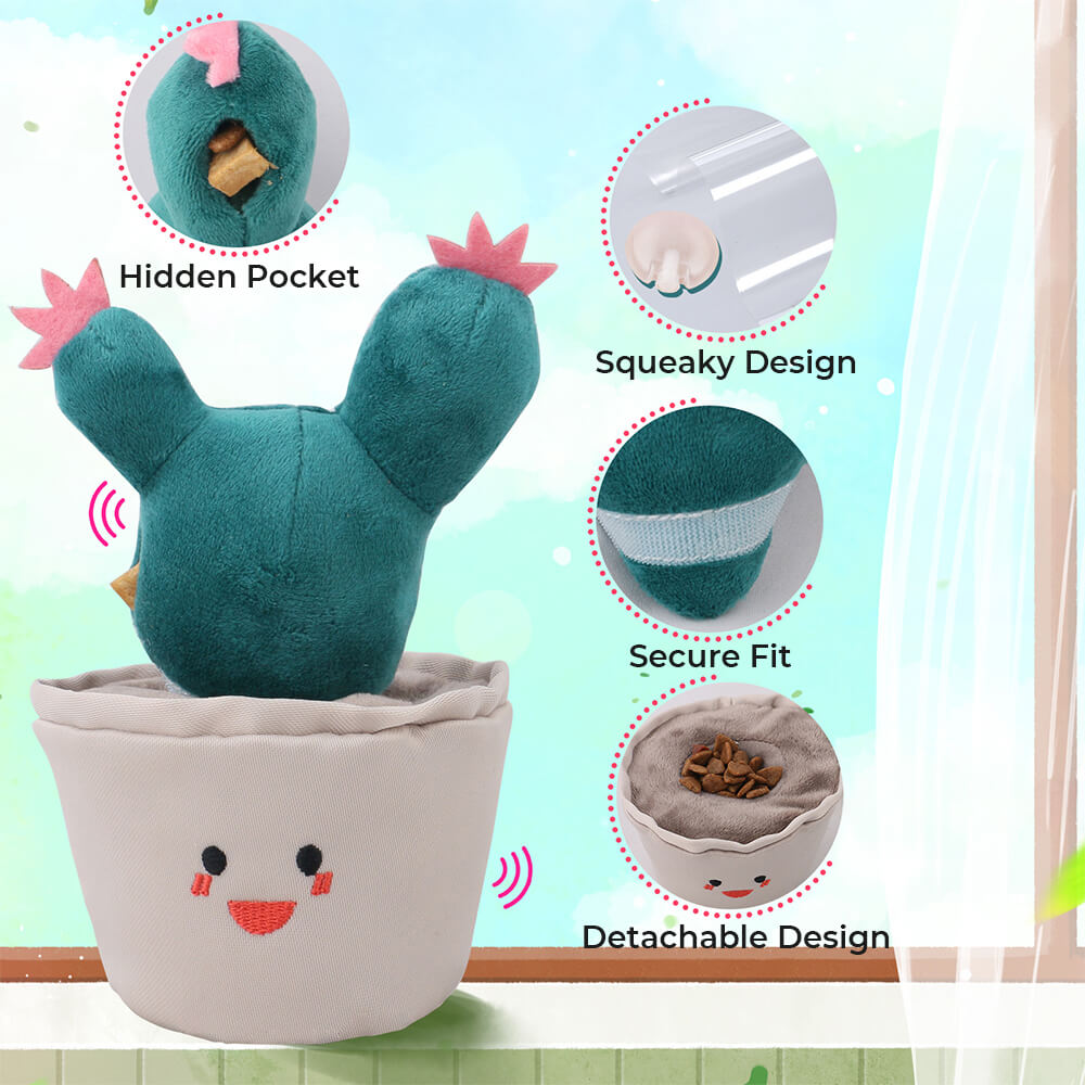 Jouet Cactus en peluche jouet couineur pour chien jouet interactif distributeur lent