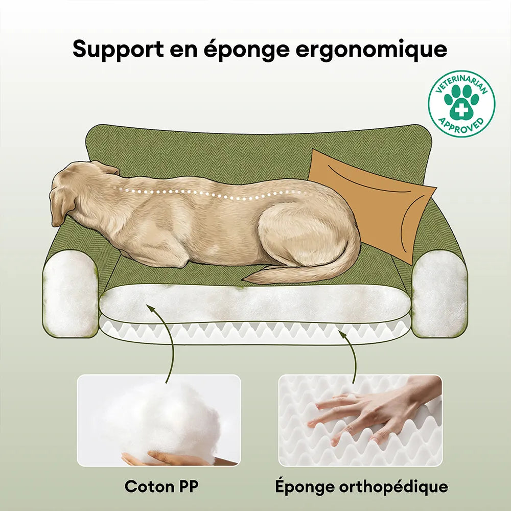 Panier orthopédique pour chien toutes saisons à double couche amovible – Rétro