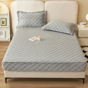 Housse de matelas en peluche damier doux premium