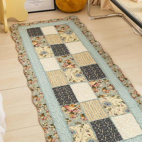 Tapis intérieur antidérapant en coton doux motif patchwork floral style campagne