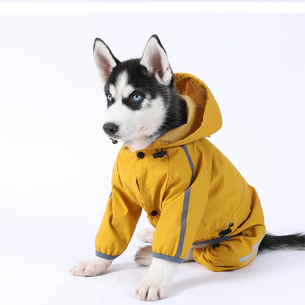 Imperméable Réglable pour Chien avec Capuche et Bande Réfléchissante