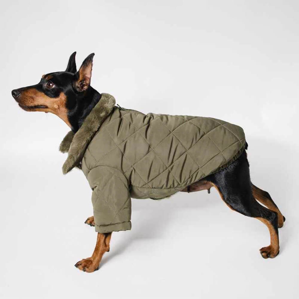 Manteau pour chien en fausse fourrure chaude et confortable avec boutons-pression