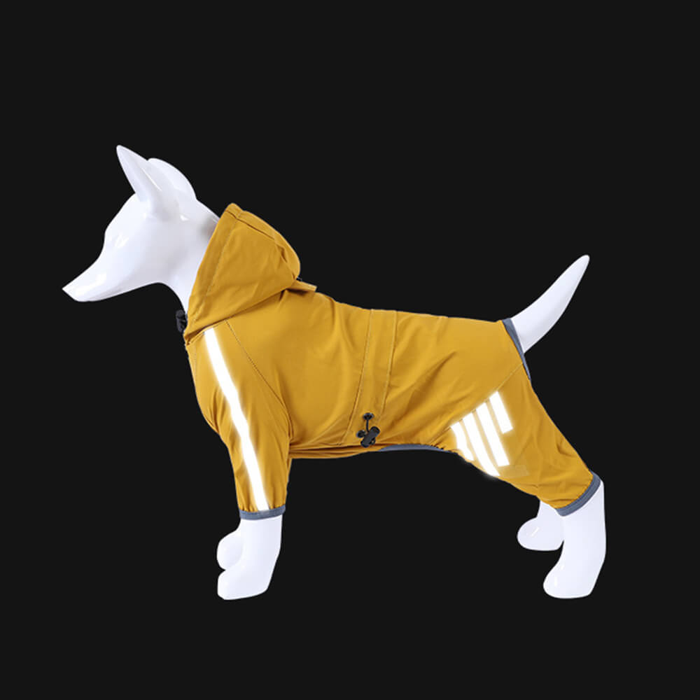 Imperméable Réglable pour Chien avec Capuche et Bande Réfléchissante