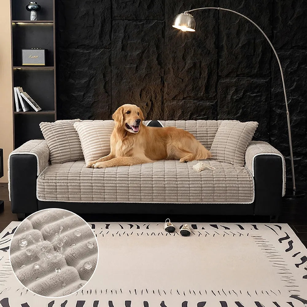 Housse de canapé en flanelle imperméable et confortable, protection antidérapante.