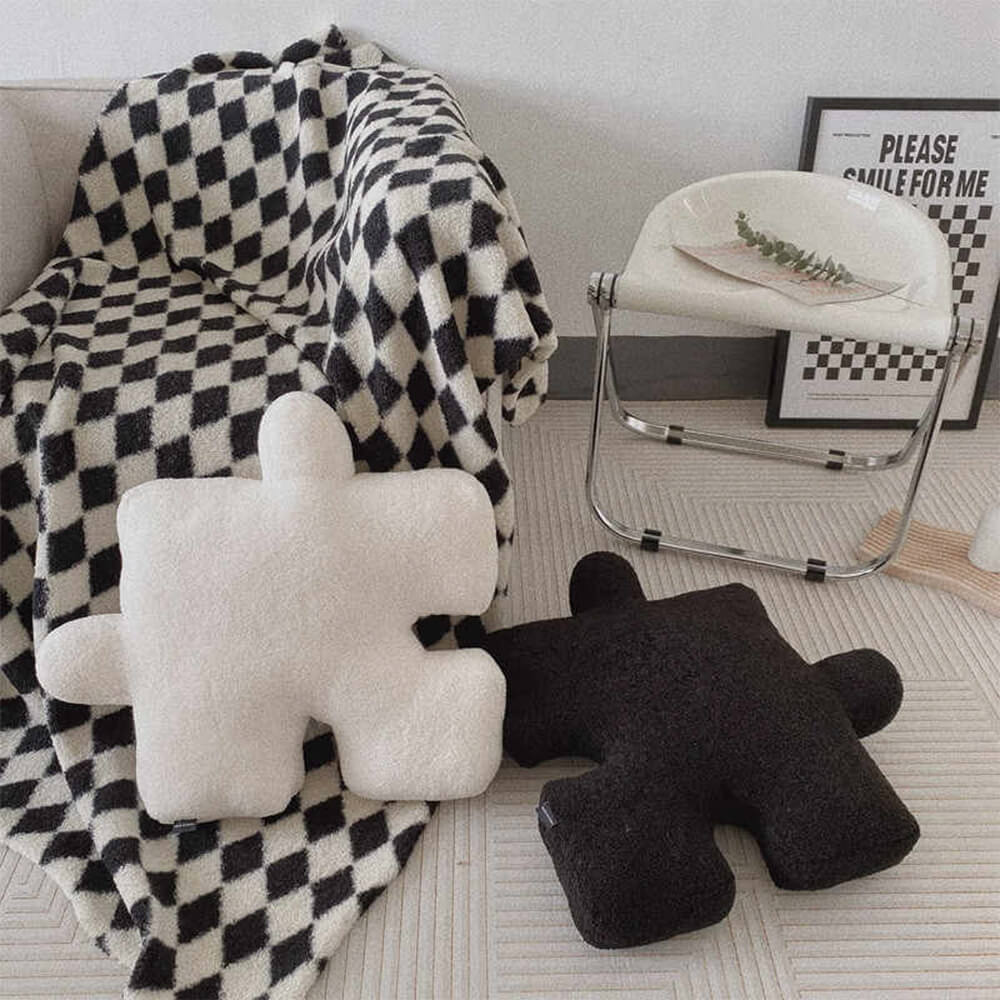 Coussin de siège de canapé en peluche puzzle créatif