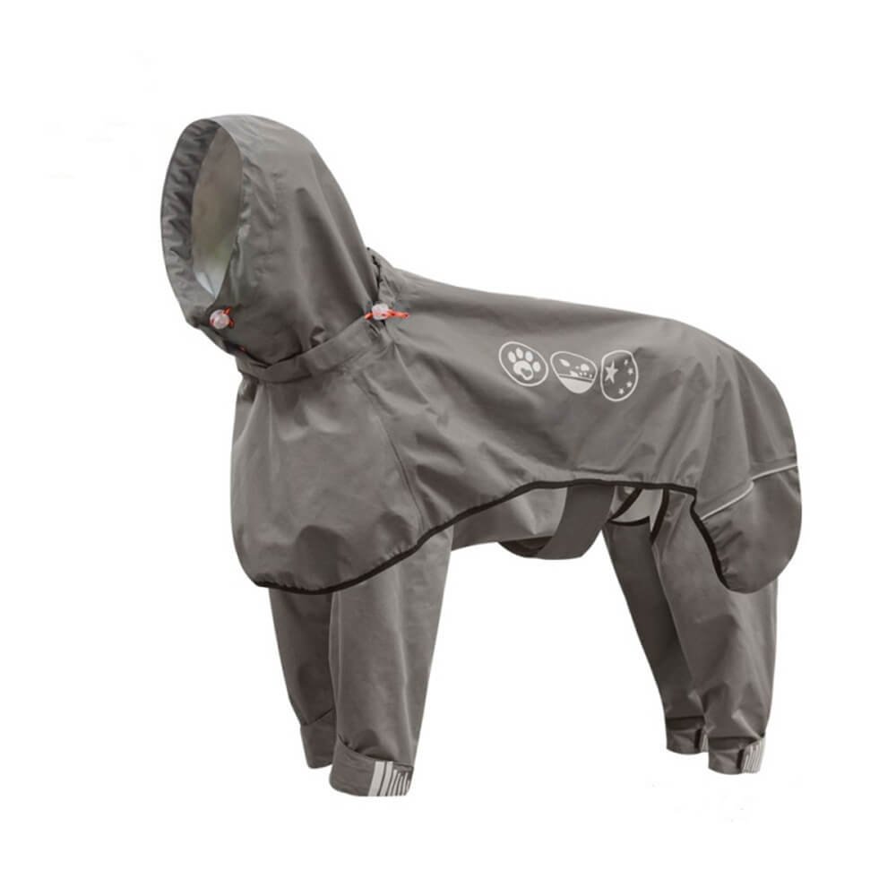 Imperméable pour chien à quatre pattes avec capuche à motif réfléchissant