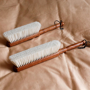Brosse de nettoyage multifonction à poils de laine et manche en bois de santal