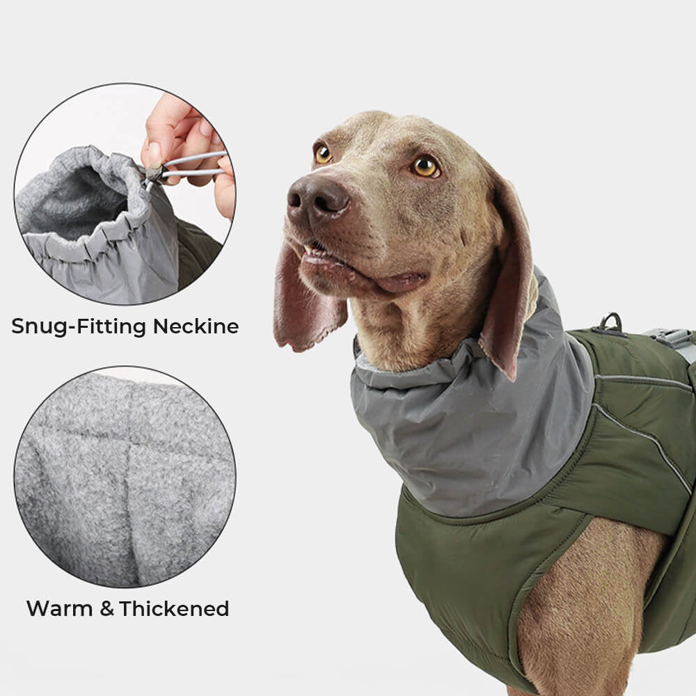 Veste imperméable chaude à col haut et réfléchissante pour chien