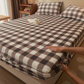 Housse de Matelas Velours Classique à Carreaux d'Ananas