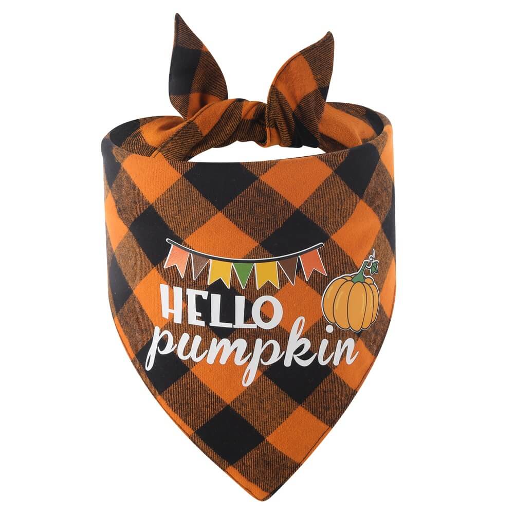 Bavoir Lettre Plaid Halloween pour Animaux | Bavoir Cadeau en Coton pour Animaux