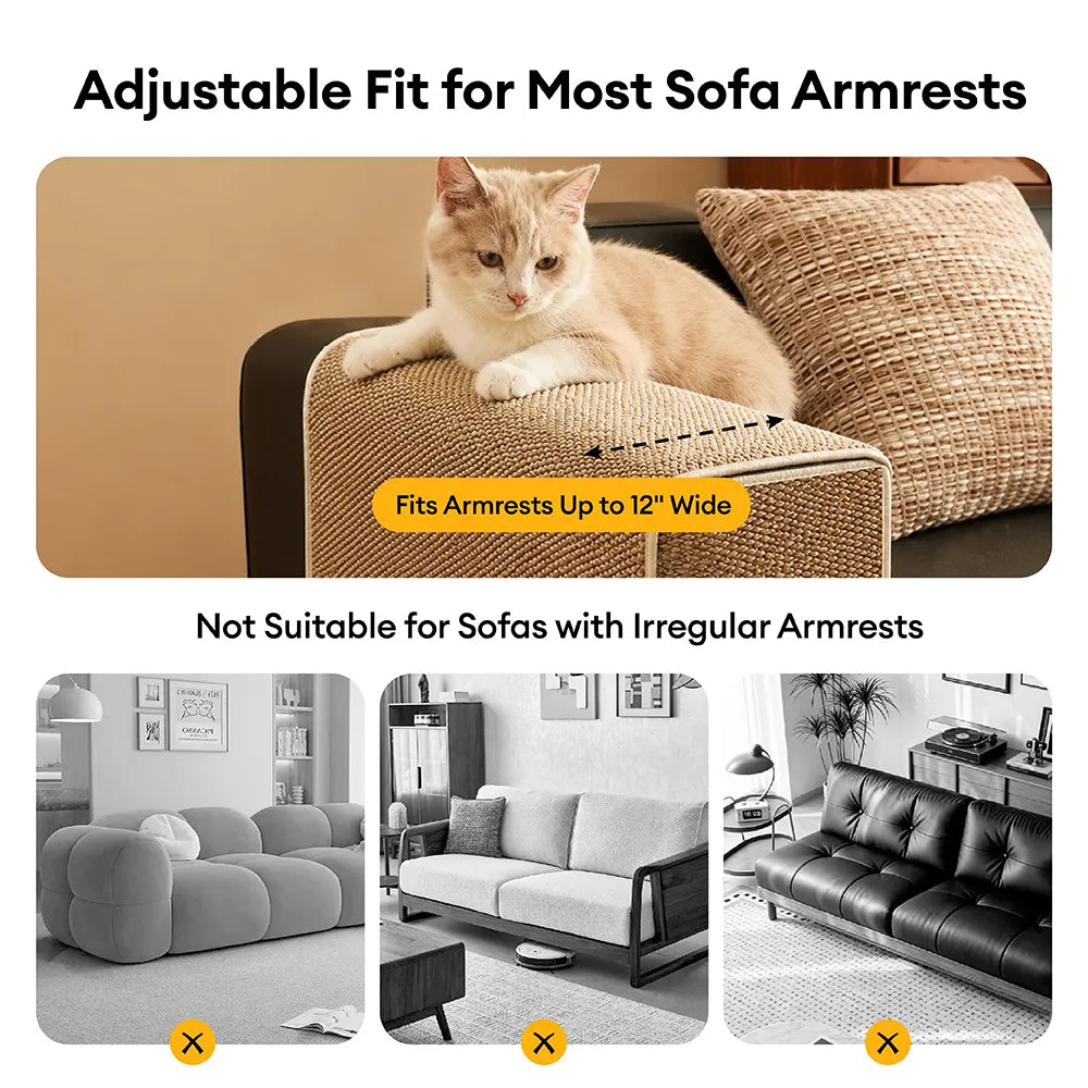 Housse de protection pour accoudoirs de canapé en faux sisal résistant aux rayures, ajustable, pour chats