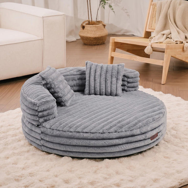 Lit orthopédique pour chien en peluche douce ultra-douce avec oreillers - Niche douillette avec donut amovible.