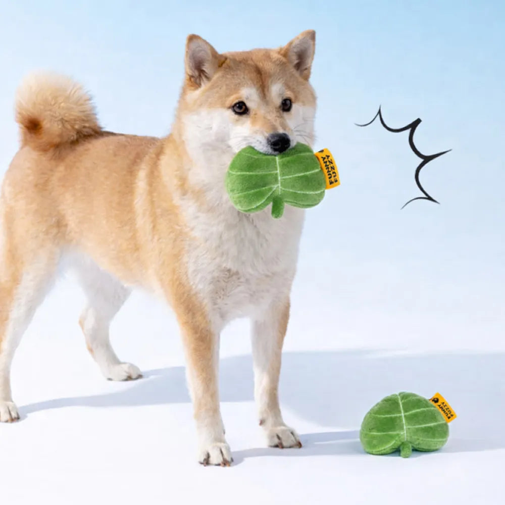 Jouet pour chien en peluche en forme de feuille avec couineur - Funnyfuzzy SnugNest