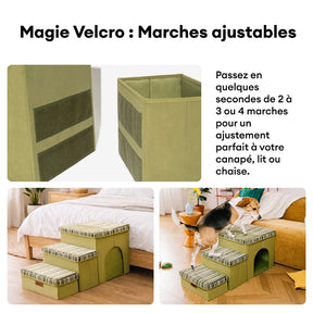Escalier pour chien pliable avec rangement et condo - Funnyfuzzy SnugNest