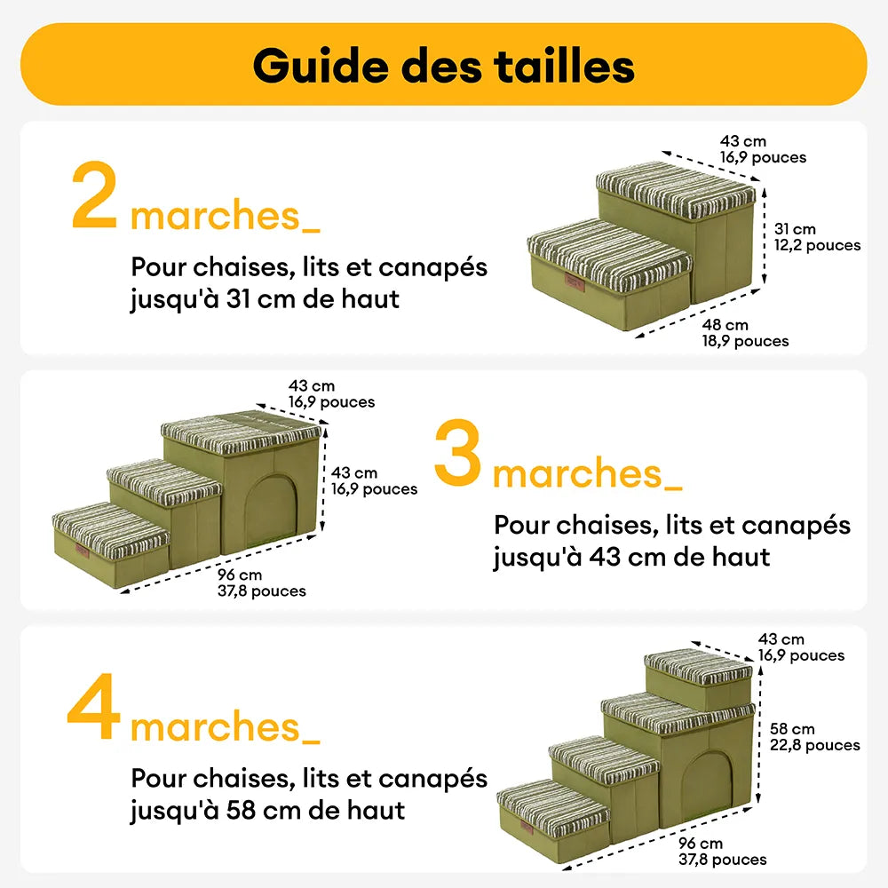 Escalier pour chien pliable avec rangement et condo - Funnyfuzzy SnugNest