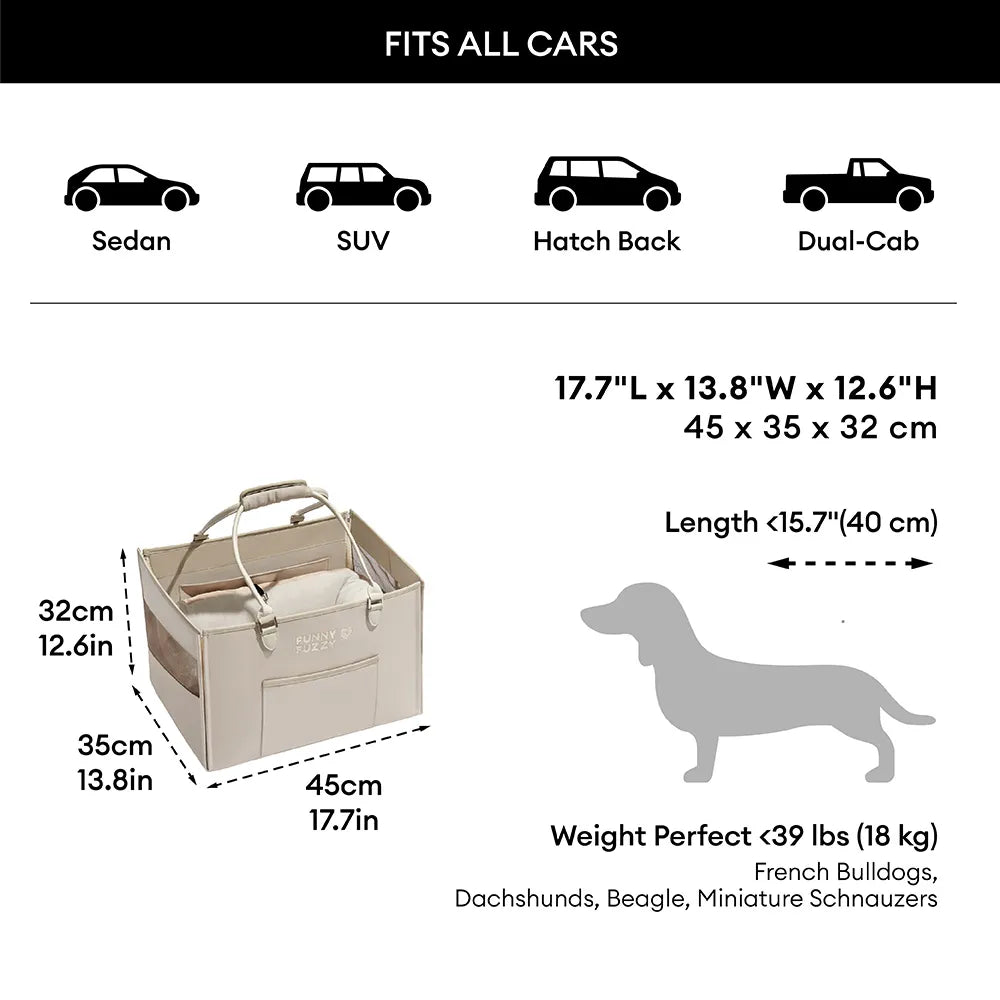 Siège Auto pour Chien avec Ceinture de Sécurité - Urban Roaming