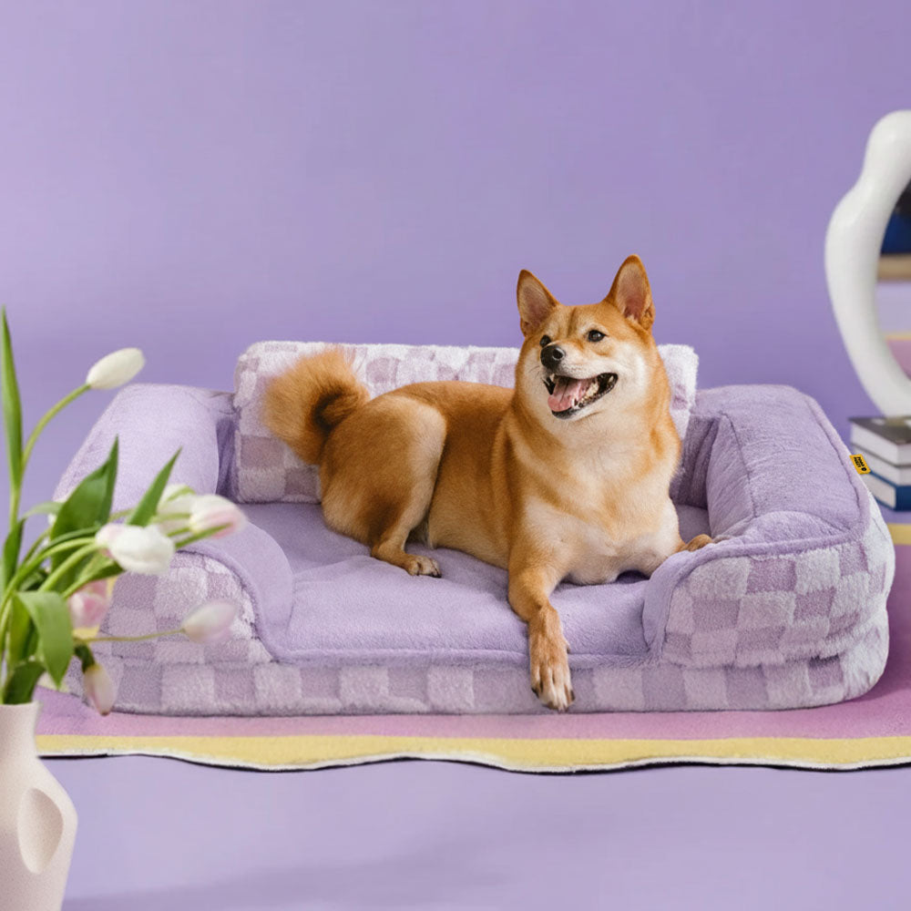 Lit orthopédique pour chien en peluche à motifs checkered – CloudNooki