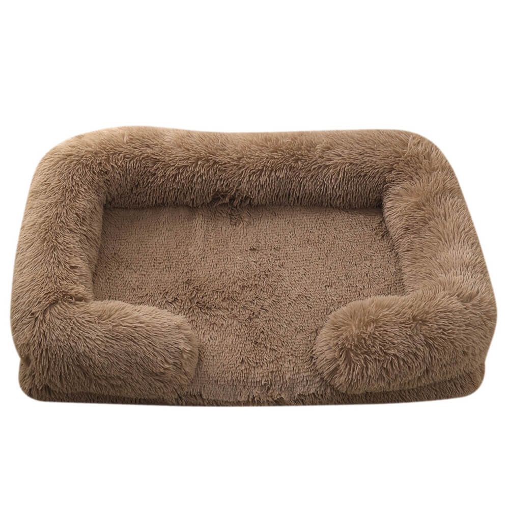 Lit pour Chien - Profond Sommeil avec Support Carré en Peluche Longue