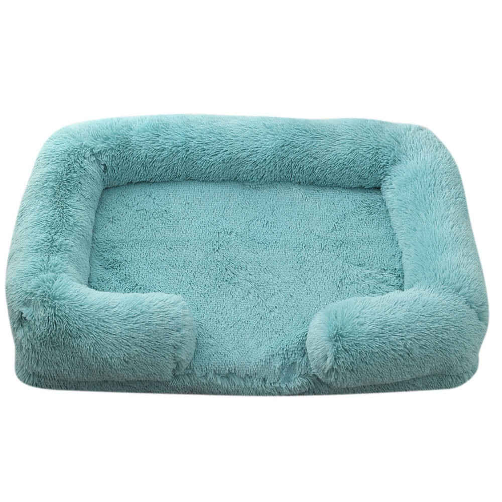 Lit pour Chien - Profond Sommeil avec Support Carré en Peluche Longue