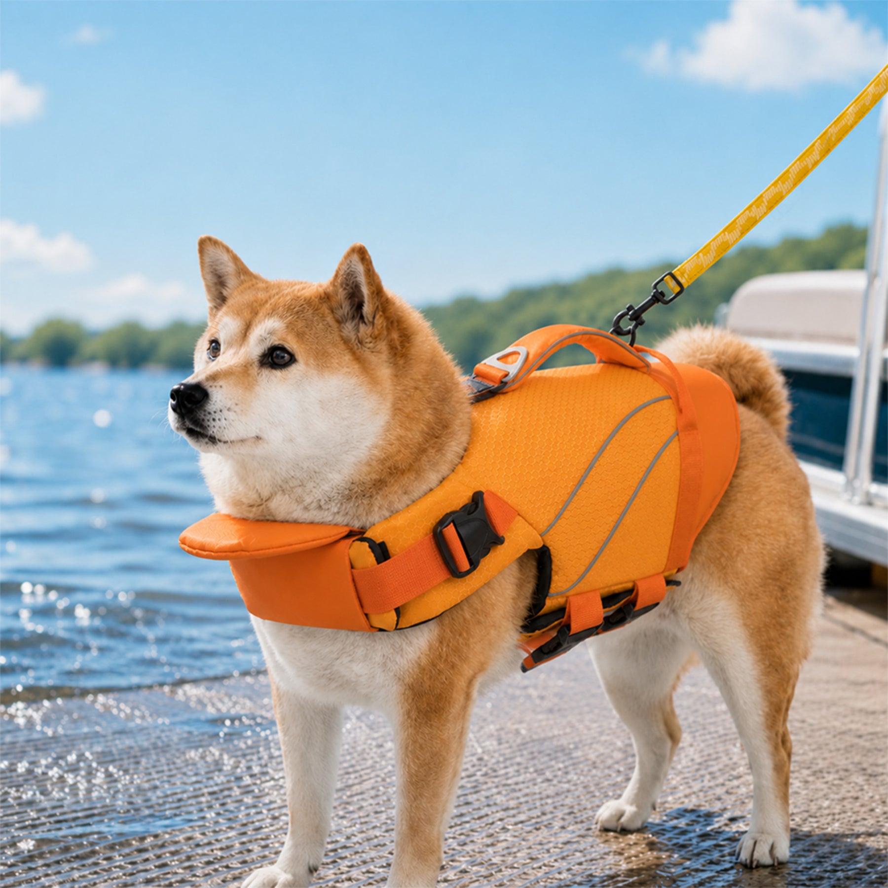 Gilet de sauvetage pour chien avec support de menton amovible