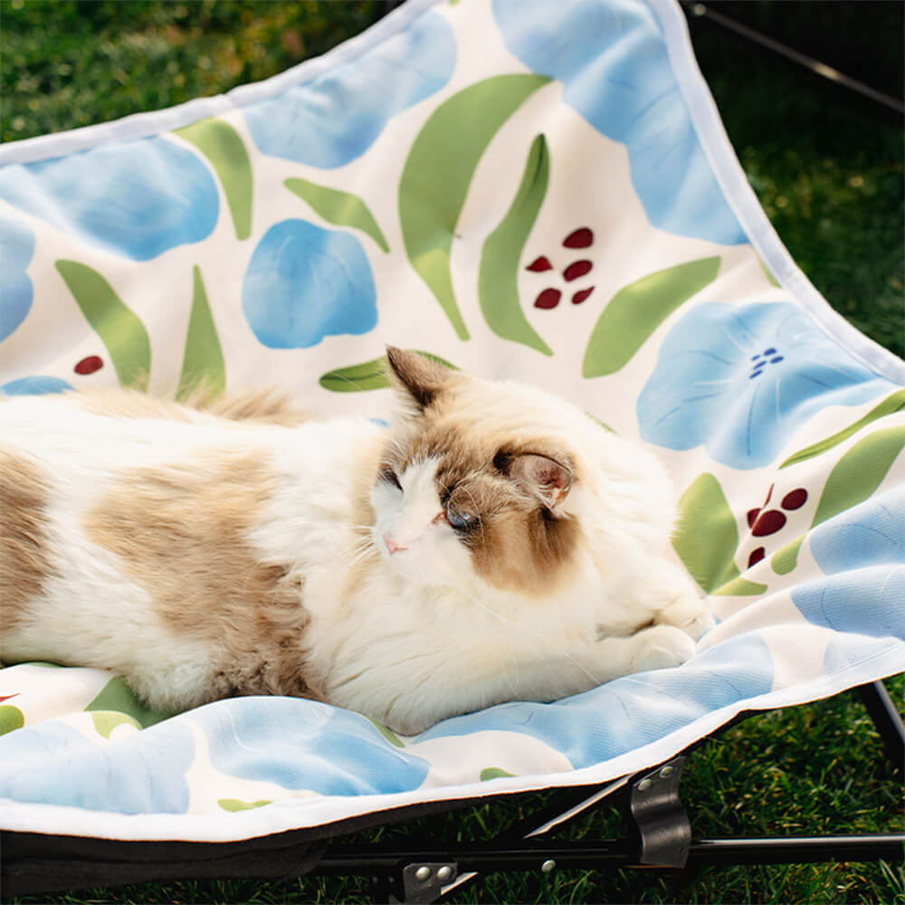 Lit de camping pliable résistant à l'humidité pour chat et chien motif floral