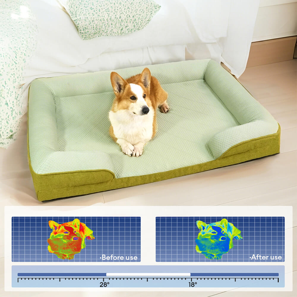 Lit Sofa pour Chien Grand et Lavable Orthopédique Tapis Rafraichissant Chien - Extérieur