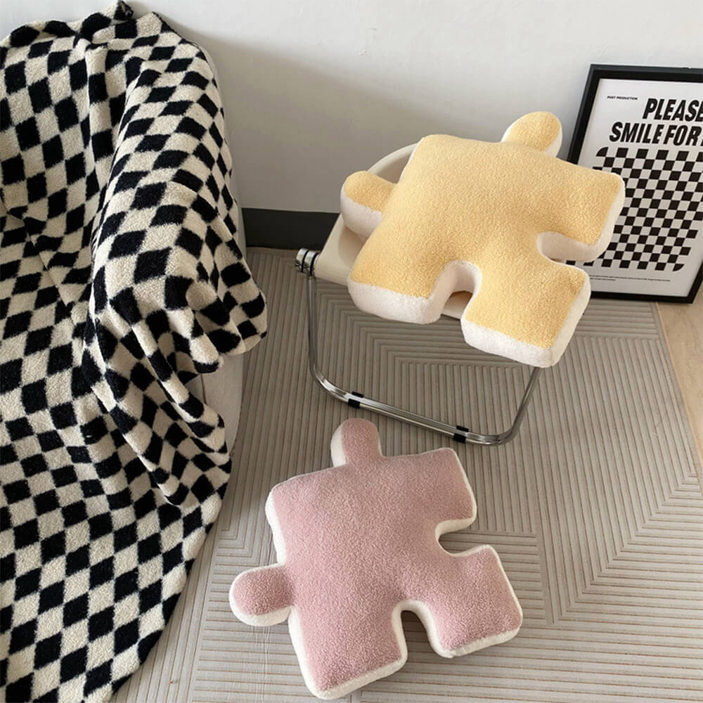 Coussin de siège de canapé en peluche puzzle créatif