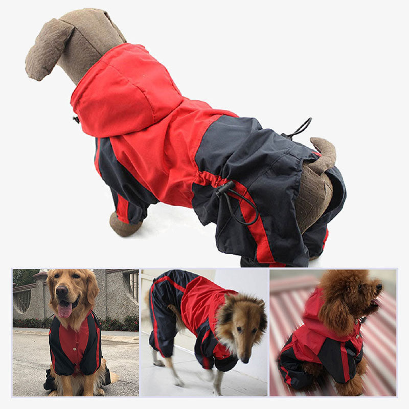 Imperméable Complet pour Chien en Tissu Oxford avec Jambes et Capuche